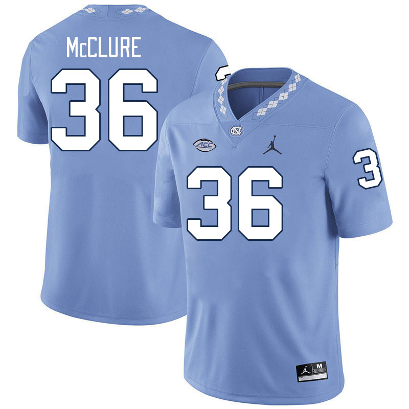 Men #36 Blaine McClure North Carolina Tar Heels College Football Jerseys Stitched-Carolina Blue